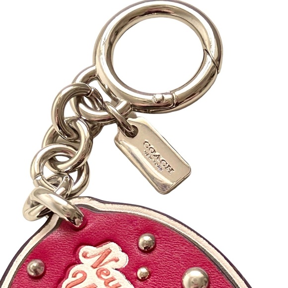 COACH New York Big C Varsity Red Leather Bag Charm NWOT - Picture 3 of 5